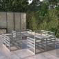 Preview: ARDEBO.de - 8-tlg. Garten-Lounge-Set Grau Massivholz Kiefer