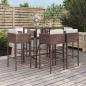 Preview: ARDEBO.de - 7-tlg. Gartenbar-Set mit Kissen Braun Poly Rattan