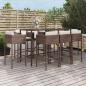 Preview: ARDEBO.de - 9-tlg. Gartenbar-Set mit Kissen Braun Poly Rattan