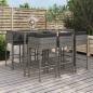 Preview: ARDEBO.de - 7-tlg. Gartenbar-Set mit Kissen Grau Poly Rattan