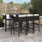 Preview: ARDEBO.de - 7-tlg. Gartenbar-Set mit Kissen Schwarz Poly Rattan