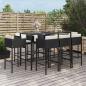 Preview: ARDEBO.de - 9-tlg. Gartenbar-Set mit Kissen Schwarz Poly Rattan