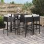 Preview: ARDEBO.de - 7-tlg. Gartenbar-Set mit Kissen Schwarz Poly Rattan