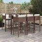 Preview: ARDEBO.de - 7-tlg. Gartenbar-Set mit Kissen Braun Poly Rattan