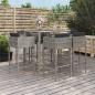 Preview: ARDEBO.de - 7-tlg. Gartenbar-Set mit Kissen Grau Poly Rattan