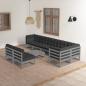 Preview: ARDEBO.de - 9-tlg. Garten-Lounge-Set mit Kissen Massivholz Kiefer