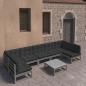 Preview: ARDEBO.de - 8-tlg. Garten-Lounge-Set mit Kissen Grau Massivholz Kiefer