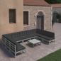 Preview: ARDEBO.de - 10-tlg. Garten-Lounge-Set mit Kissen Grau Massivholz Kiefer