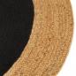 Preview: Teppich Geflochten Schwarz & Natur 90 cm Jute & Baumwolle Rund