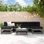 Preview: ARDEBO.de - 7-tlg. Garten-Lounge-Set mit Kissen Grau Massivholz