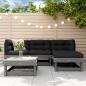 Preview: ARDEBO.de - 5-tlg. Garten-Lounge-Set mit Kissen Grau Massivholz