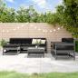 Preview: ARDEBO.de - 7-tlg. Garten-Lounge-Set mit Kissen Grau Massivholz