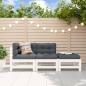 Preview: ARDEBO.de - 3-tlg. Garten-Lounge-Set mit Kissen Weiß Massivholz