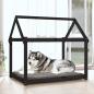 Preview: Hundebett Schwarz 111x80x100 cm Massivholz Kiefer