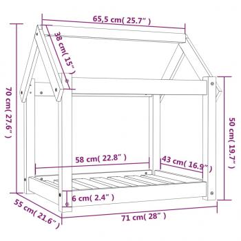 Hundebett Schwarz 71x55x70 cm Massivholz Kiefer