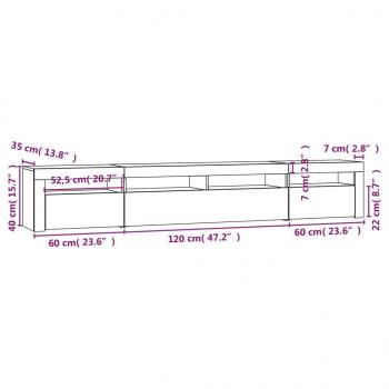 TV-Schrank mit LED-Leuchten Betongrau 240x35x40 cm