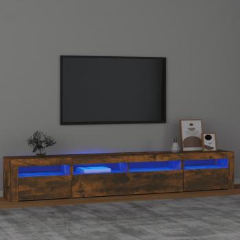 ARDEBO.de - TV-Schrank mit LED-Leuchten Räuchereiche 240x35x40 cm