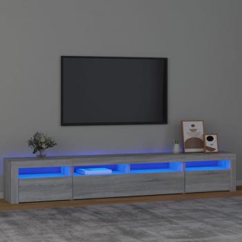 ARDEBO.de - TV-Schrank mit LED-Leuchten Grau Sonoma 240x35x40 cm