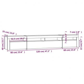 TV-Schrank mit LED-Leuchten Grau Sonoma 240x35x40 cm