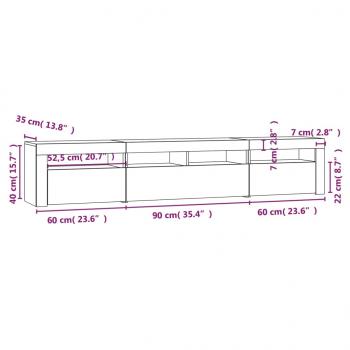 TV-Schrank mit LED-Leuchten Weiß 210x35x40 cm