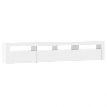 TV-Schrank mit LED-Leuchten Hochglanz-Weiß 210x35x40 cm