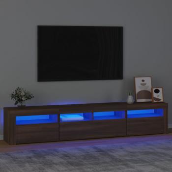 ARDEBO.de - TV-Schrank mit LED-Leuchten Braun Eichen-Optik 210x35x40 cm