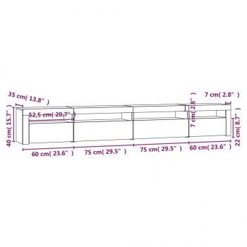 TV-Schrank mit LED-Leuchten Weiß 270x35x40 cm