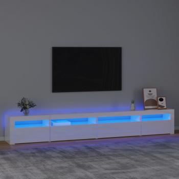 ARDEBO.de - TV-Schrank mit LED-Leuchten Hochglanz-Weiß 270x35x40 cm