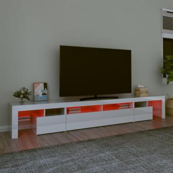 TV-Schrank mit LED-Leuchten Hochglanz-Weiß 260x36,5x40 cm