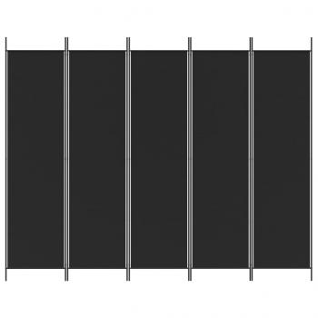 5-tlg. Paravent Schwarz 250x200 cm Stoff