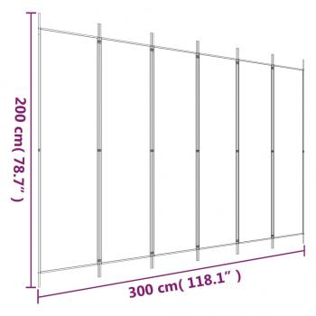 6-tlg. Paravent Schwarz 300x200 cm Stoff