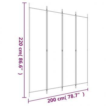 4-tlg. Paravent Weiß 200x220 cm Stoff