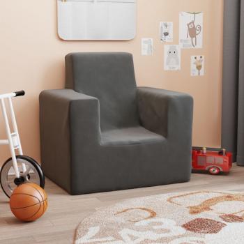 ARDEBO.de - Kindersofa Anthrazit Weich Plüsch