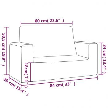 Kindersofa 2-Sitzer Creme Weich Plüsch