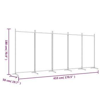 5-tlg. Paravent Weiß 433x180 cm Stoff