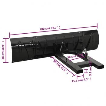 Schneeschild für Gabelstapler 200x48 cm Schwarz