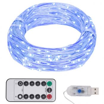 ARDEBO.de - LED-Lichterdraht 40 m 400 LED Blau 8 Funktionen