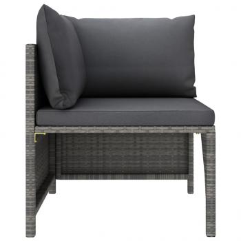 Modulares Ecksofa mit Kissen Grau Poly Rattan