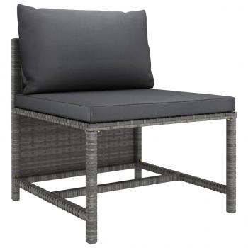 ARDEBO.de - Modulares Mittelsofa mit Kissen Grau Poly Rattan