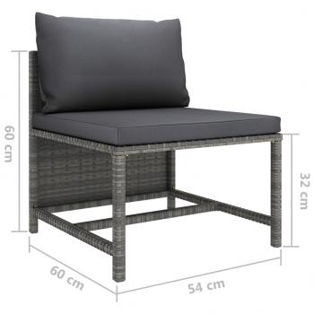 Modulares Mittelsofa mit Kissen Grau Poly Rattan