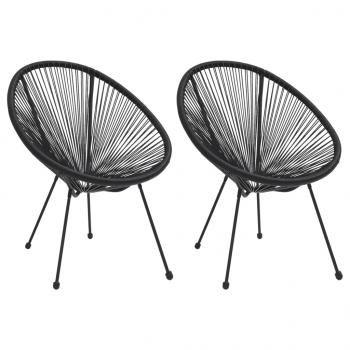 ARDEBO.de - Moon-Gartenstühle 2 Stk. Rattan Schwarz