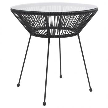 ARDEBO.de - Garten-Esstisch Schwarz Ø70x74 cm Rattan und Glas