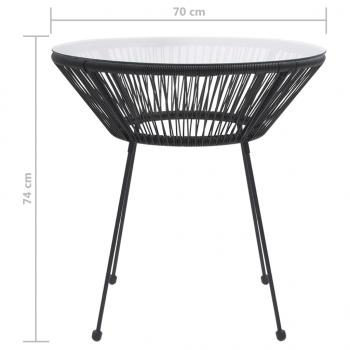 Garten-Esstisch Schwarz Ø70x74 cm Rattan und Glas