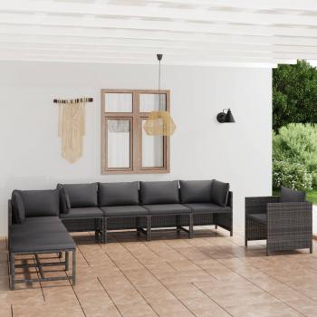 ARDEBO.de - 8-tlg. Garten-Lounge-Set mit Kissen Poly Rattan Grau