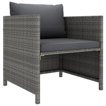 ARDEBO.de - Gartensofa mit Kissen Grau Poly Rattan