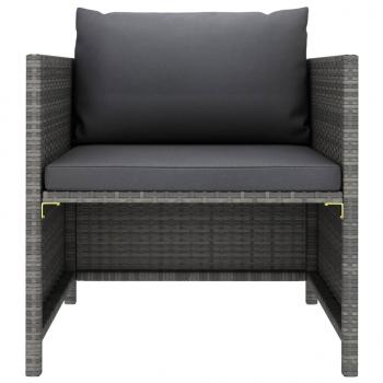 Gartensofa mit Kissen Grau Poly Rattan