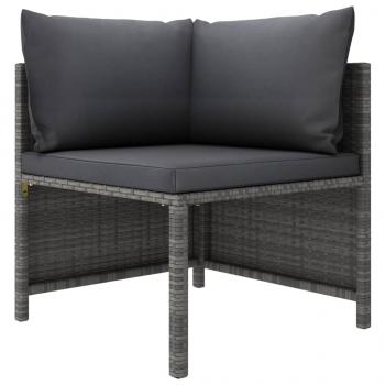 2-Sitzer-Gartensofa mit Polstern Grau Poly Rattan