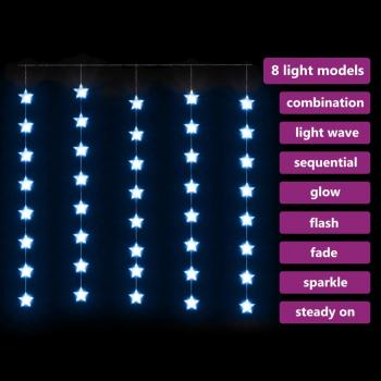 LED Sternenvorhang Lichterkette 200 LED Blau 8 Funktionen