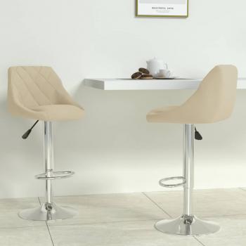 ARDEBO.de - Barhocker 2 Stk. Creme Samt