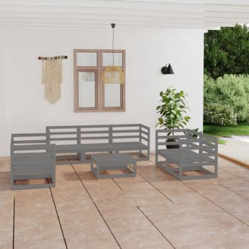 ARDEBO.de - 8-tlg. Garten-Lounge-Set Grau Massivholz Kiefer